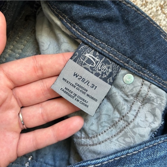 Silver Suki Dark Wash Boot Cut Jeans Midrise Casual Western Size 28 - Picture 5 of 11